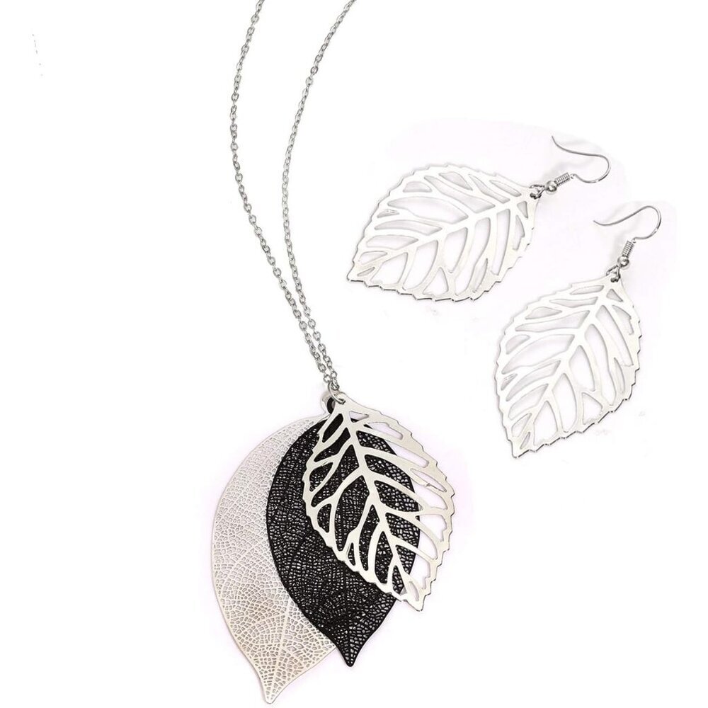 Whimsical Leaf Dangle Earrings and Necklace - Perfect for Bohemian Styled Women